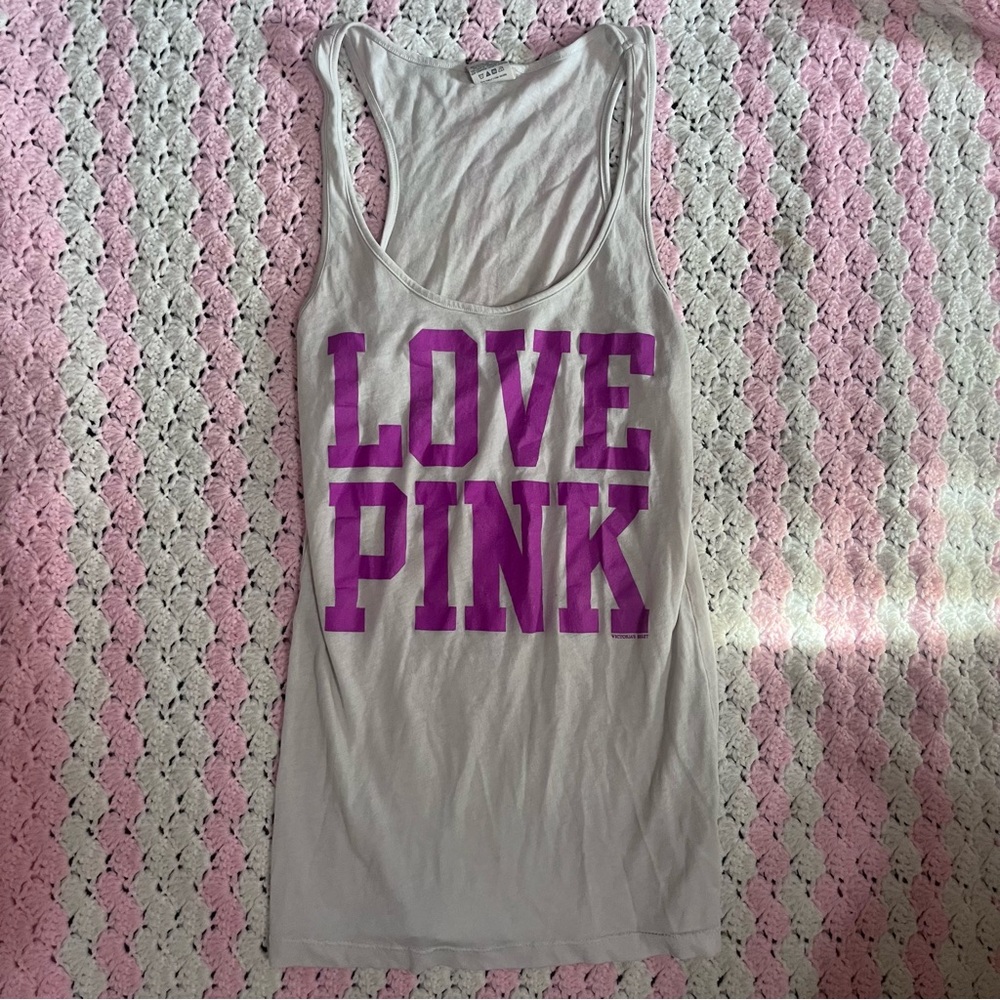 PINK white tank top